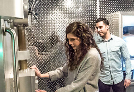 woman opening the door